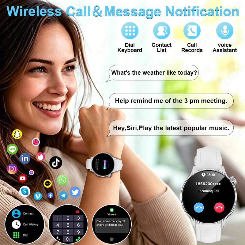 Relojes inteligentes LIGE de l - Smartwatch Luxury Watches For Women reseña y precio